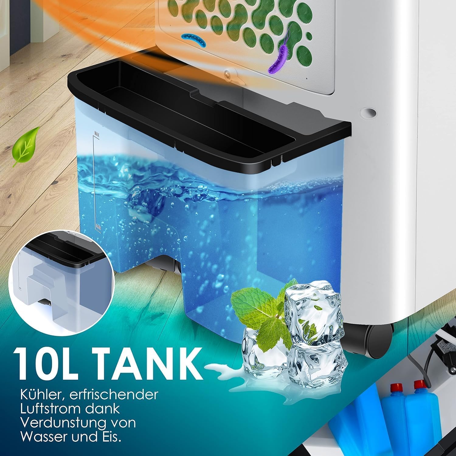 Detalle de KESSER® Mobile Klimaanlage 4in1 Luftkühler – vielseitig, flexibel und ohne Abluftschlauch