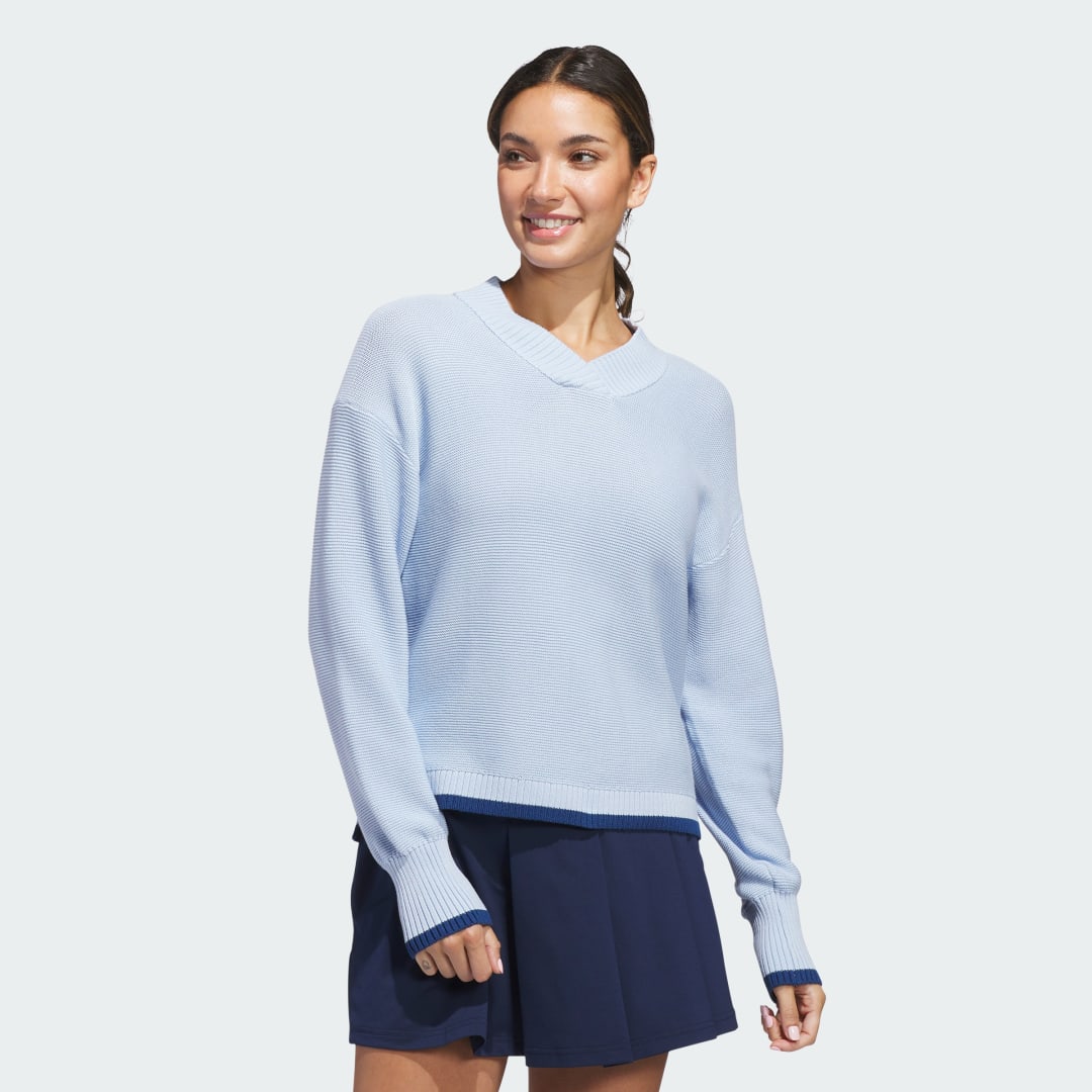 Detalle de Sudadera de punto Ultimate365 de Adidas: comodidad y versatilidad en azul