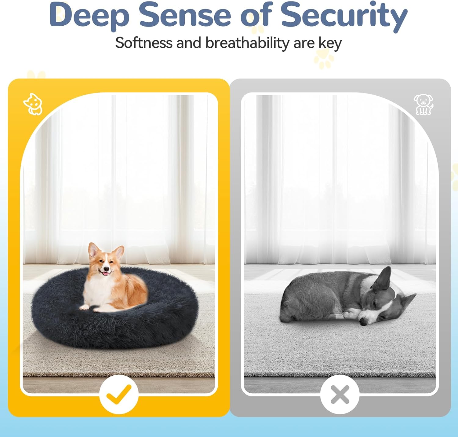 Thumbnail 3 de LUOJINYI cuccia morbida in felpa con bordo a ciambella, fondo antiscivolo e base rotonda (colore blu navy) – 70 cm