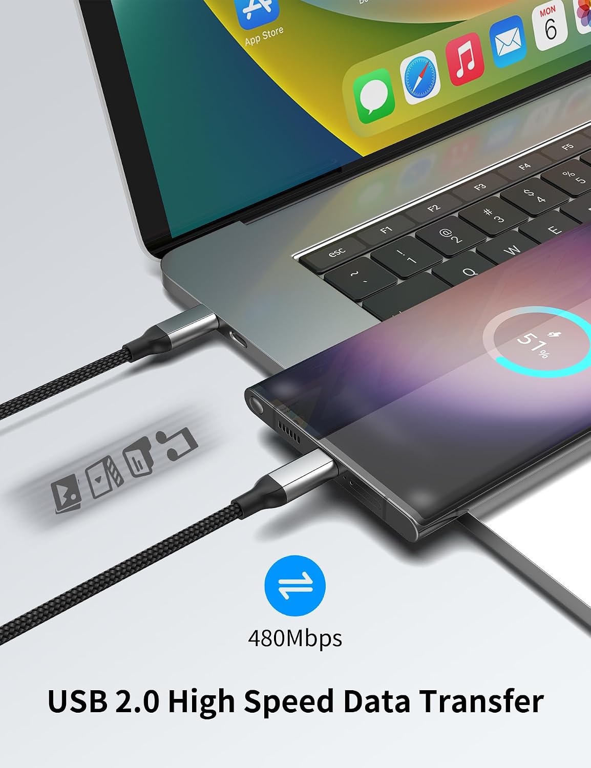 Detalle de USB C Kabel 60cm 2er Pack