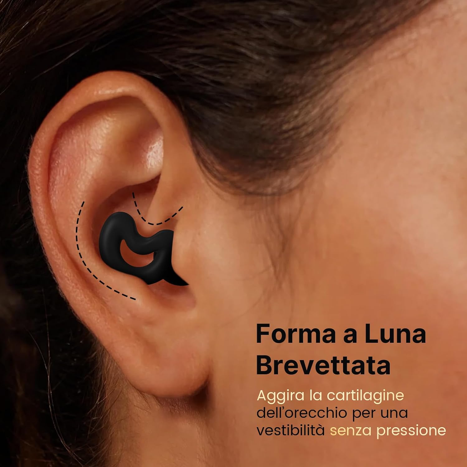 Detalle 2 de Tappi orecchie dormire protettivi uditivi fino a 40 dB in silicone morbido per notti tranquille