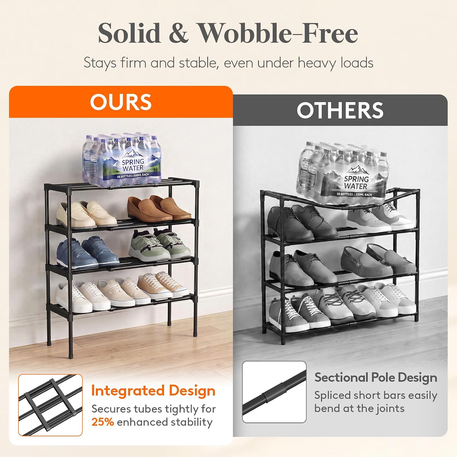 Detalle de Lifewit 26053 Expandable 4-Tier Shoe Rack, 16.7"–31", Iron and Plastic
