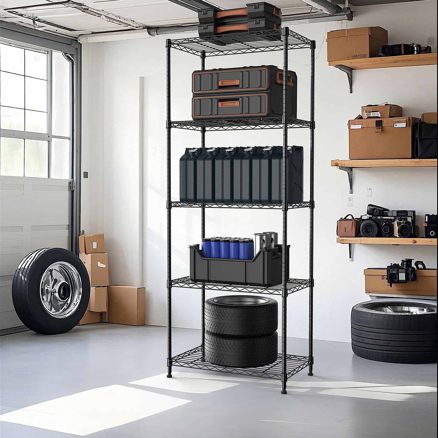 Thumbnail 6 de M MZG 1250 lbs 5-Tier Metal Storage Shelves Wire Rack with Wheels