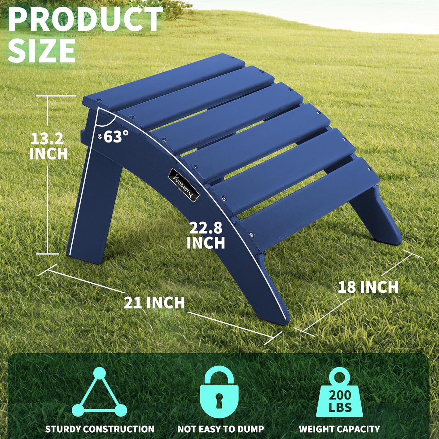 Detalle 2 de FUNBERRY Folding Adirondack Ottoman: HDPE All-Weather Outdoor Foot Rest