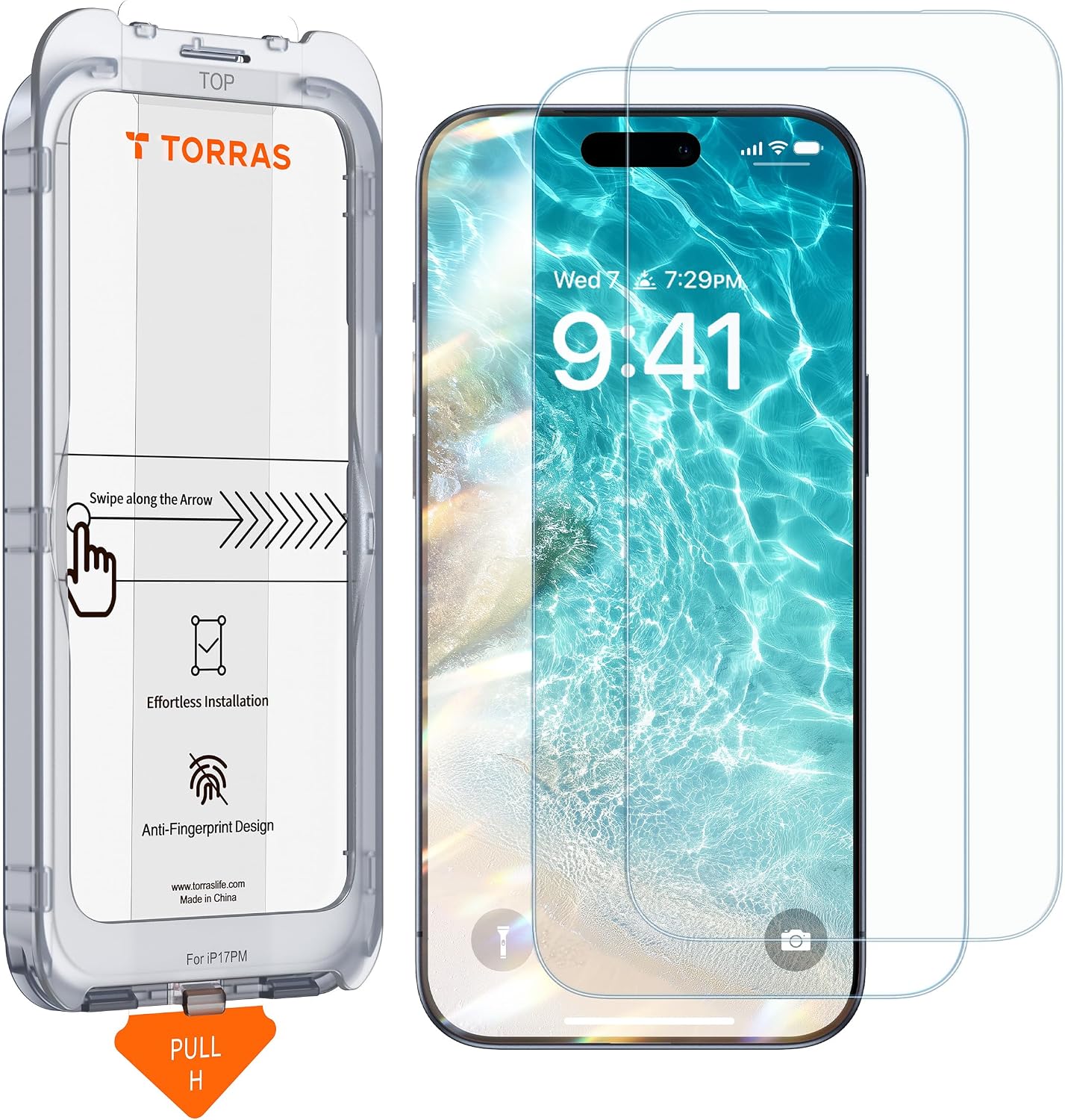Detalle de TORRAS SunView AR Screen Protector for iPhone 18 Pro, Anti-Reflective 2-Pack