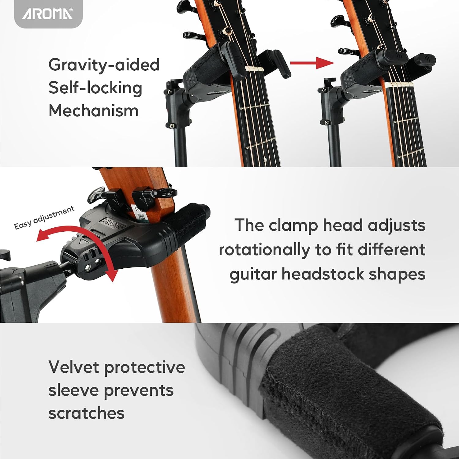 Detalle 2 de AROMA Guitar Stand, Foldable