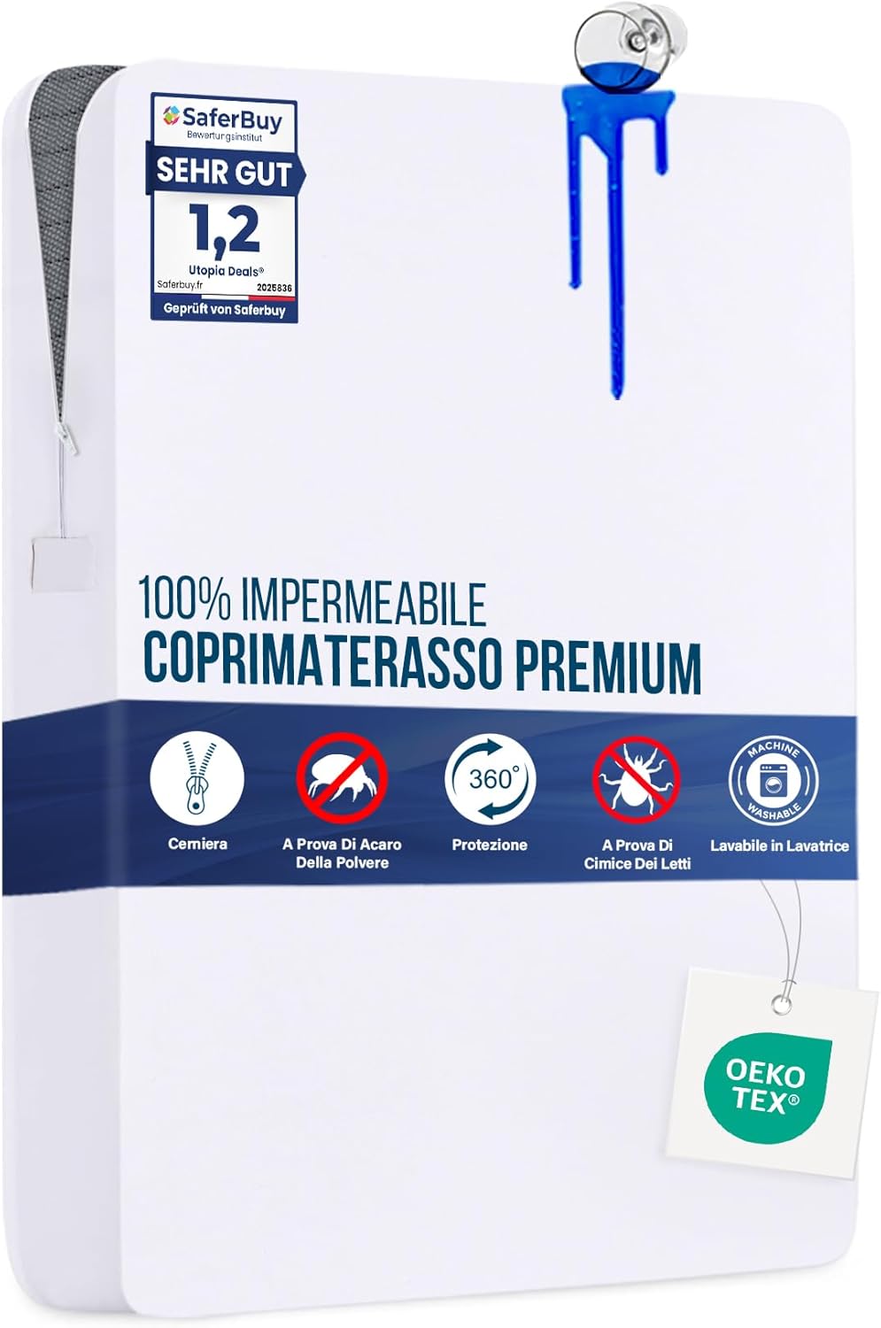 Thumbnail 6 de Utopia Bedding Coprimaterasso Impermeabile 200 x 200 cm con Cerniera – Protezione totale e comfort