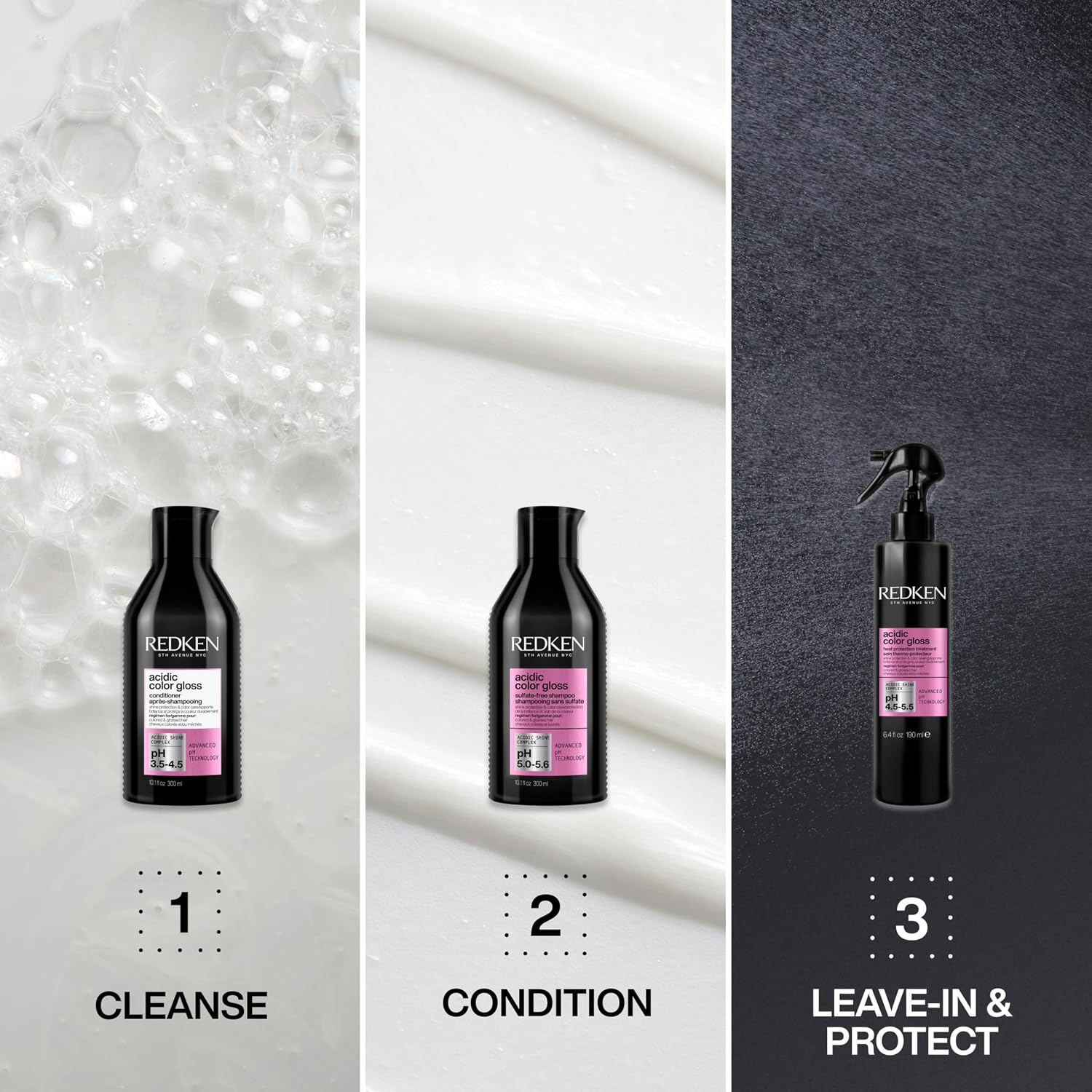 Detalle 2 de Redken Acidic Color Gloss Shampoo (sulphate-free) for colour-treated hair