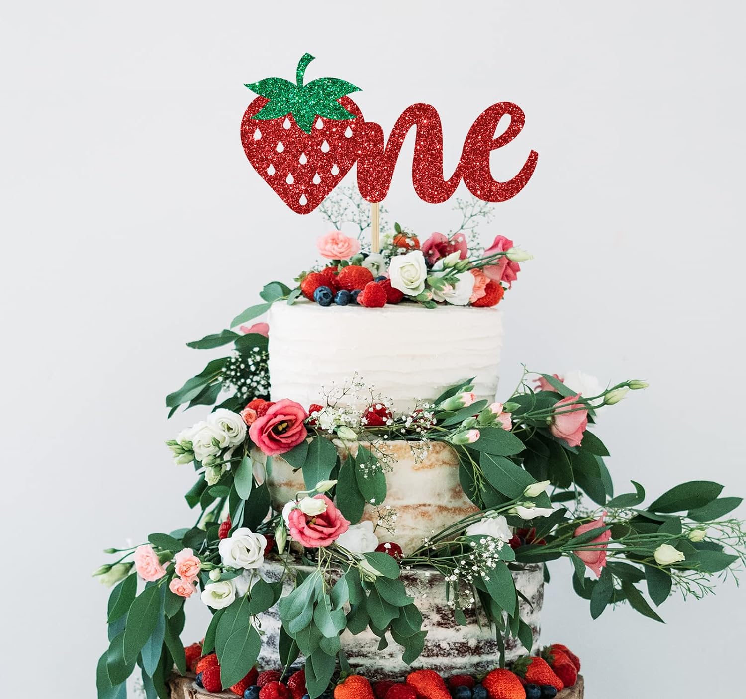 Thumbnail 1 de Strawberry Cake Topper Glitter Cardboard