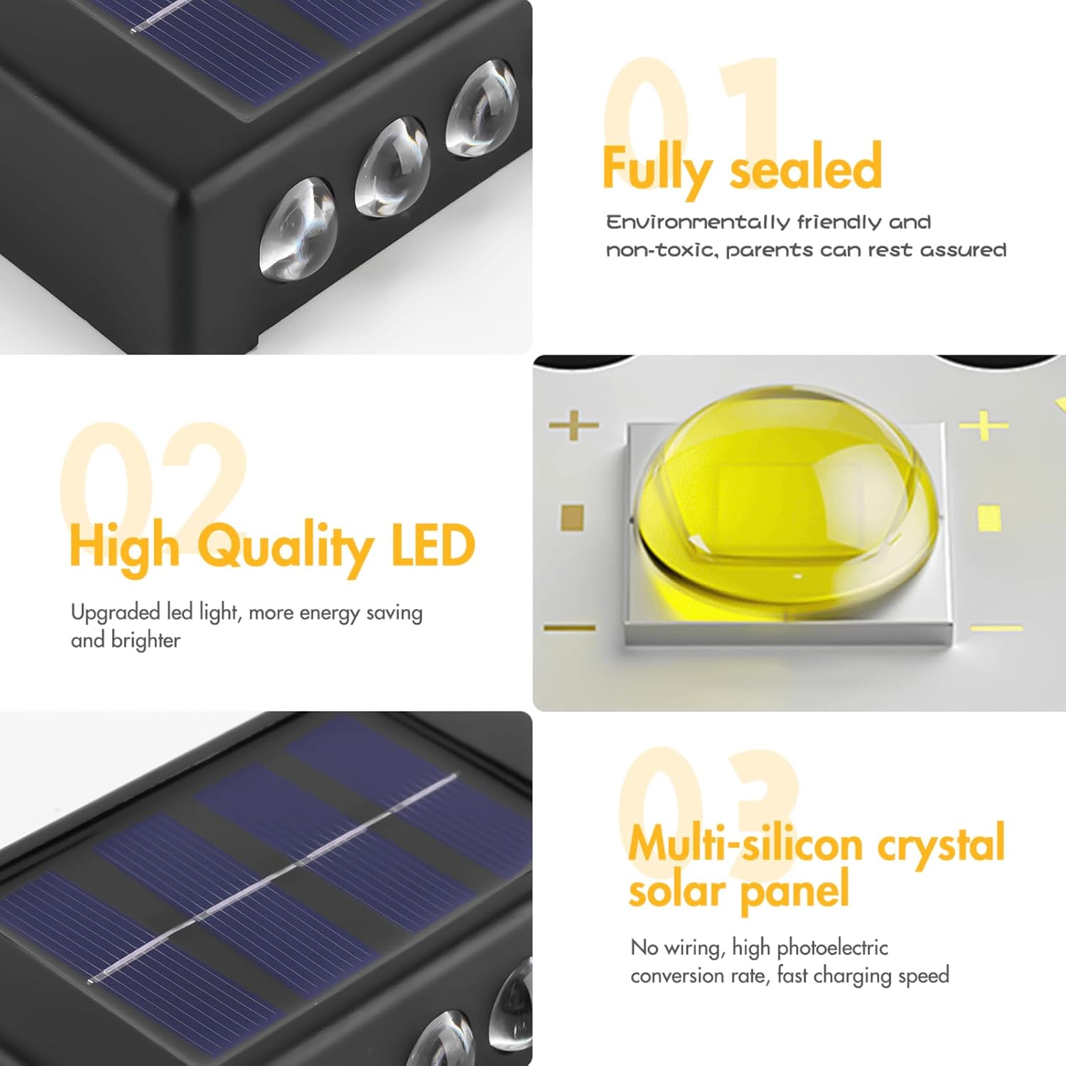 Thumbnail 4 de YUNYODA Solar Fence Lights 4-Pack