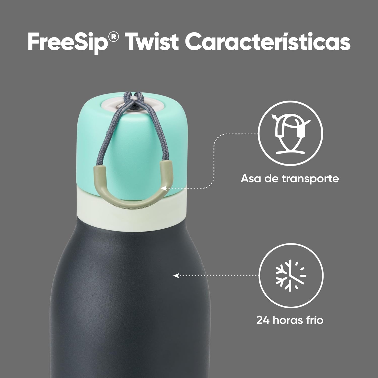 Thumbnail 1 de Owala FreeSip Twist Insulated Stainless Steel Water Bottle (24-oz) with Straw, Blue/Grey