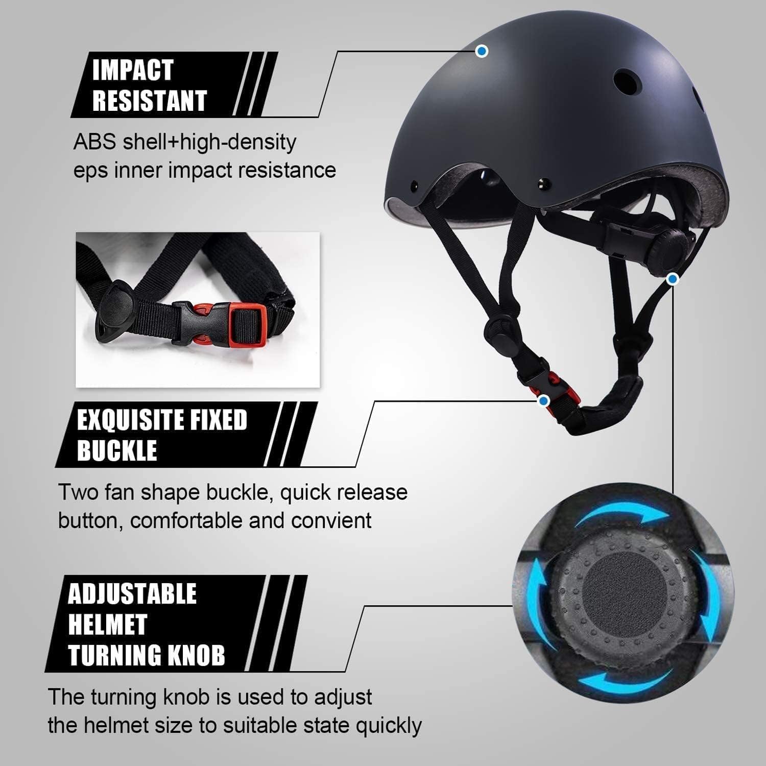 Detalle de Color Gradient Adjustable Kids Bike Helmet & 7-in-1 Protective Gear Set for 3-14 Year-Olds