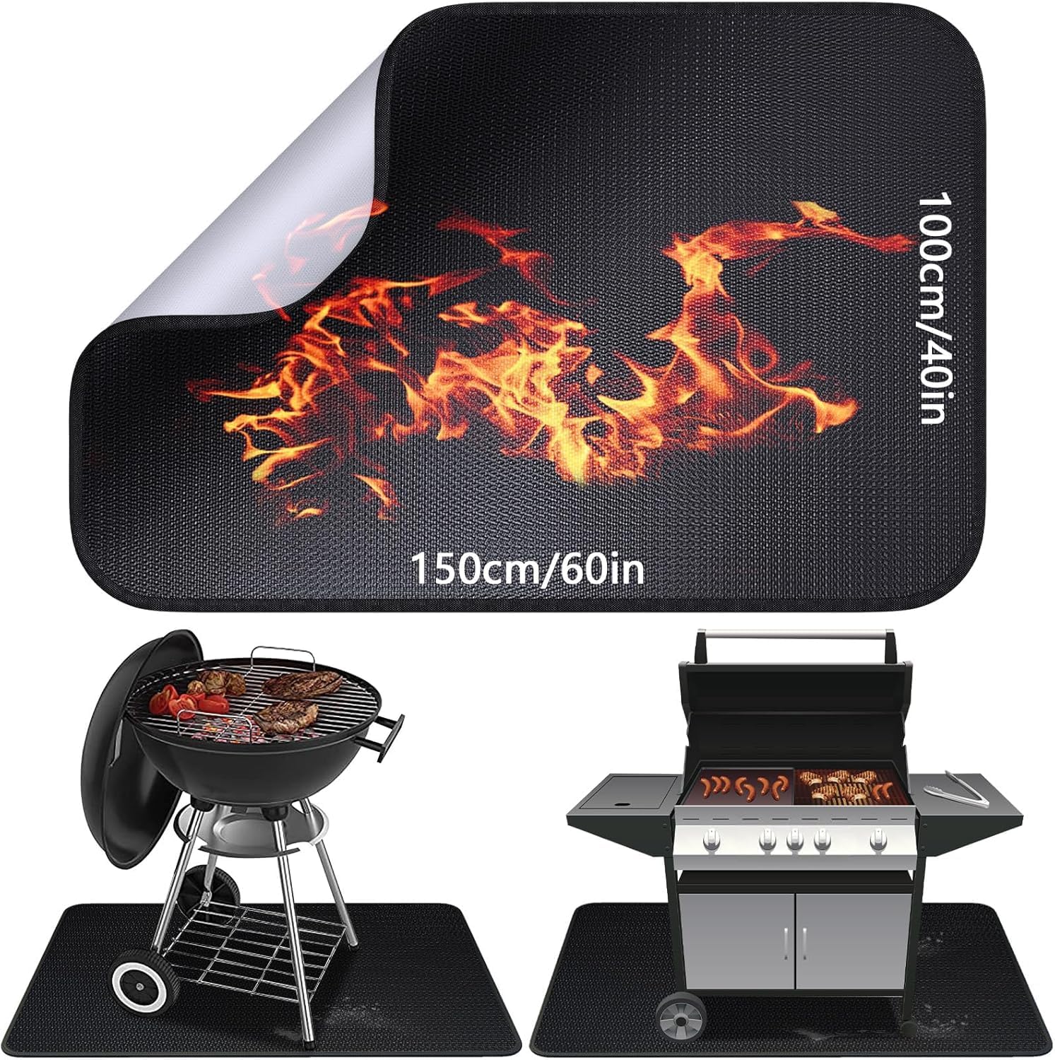 Detalle de Alckijy Tappetino ignifugo 100x150 cm: protezione anticalore versatile per barbecue, camino e pavimenti