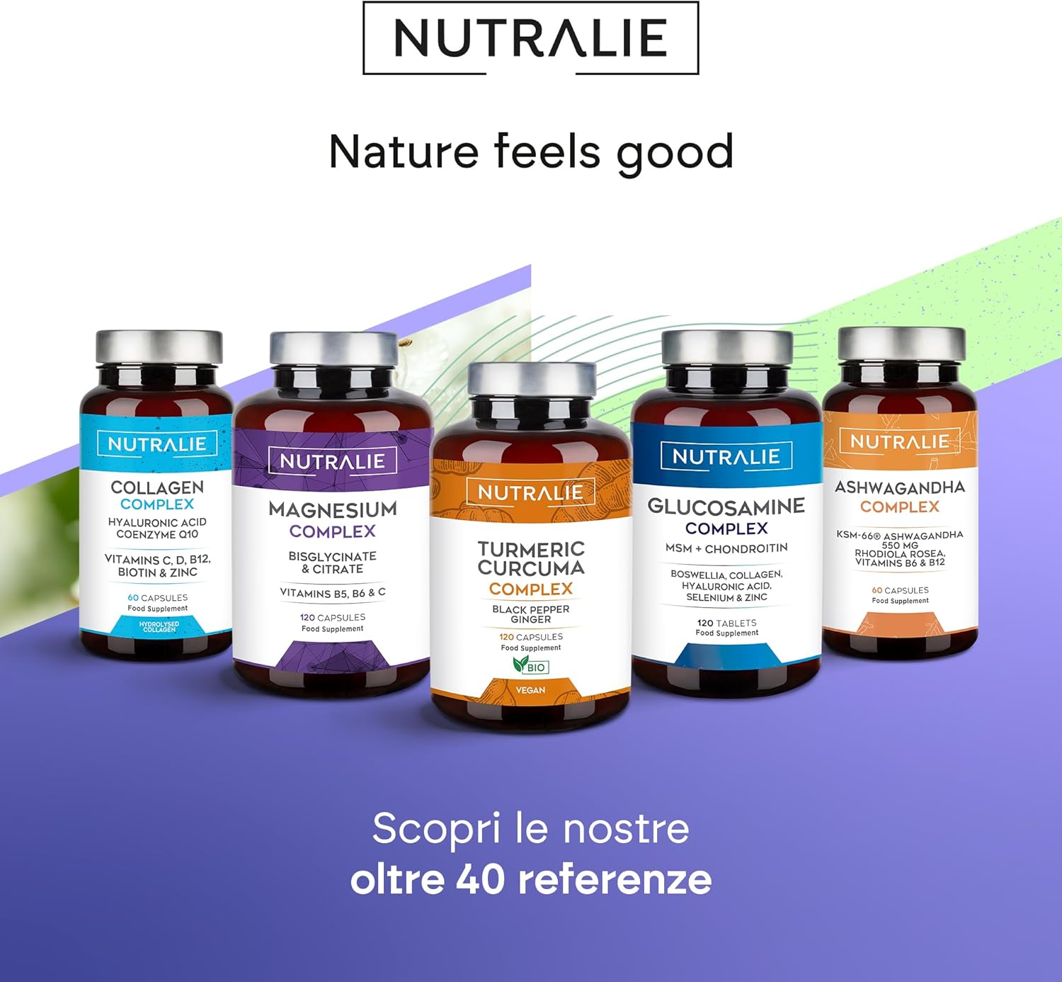 Detalle de Magnesio Bisglicinato + Citrato 2145mg - Vitamine B5, B6 e C - Nutralie, 120 Capsule Vegane