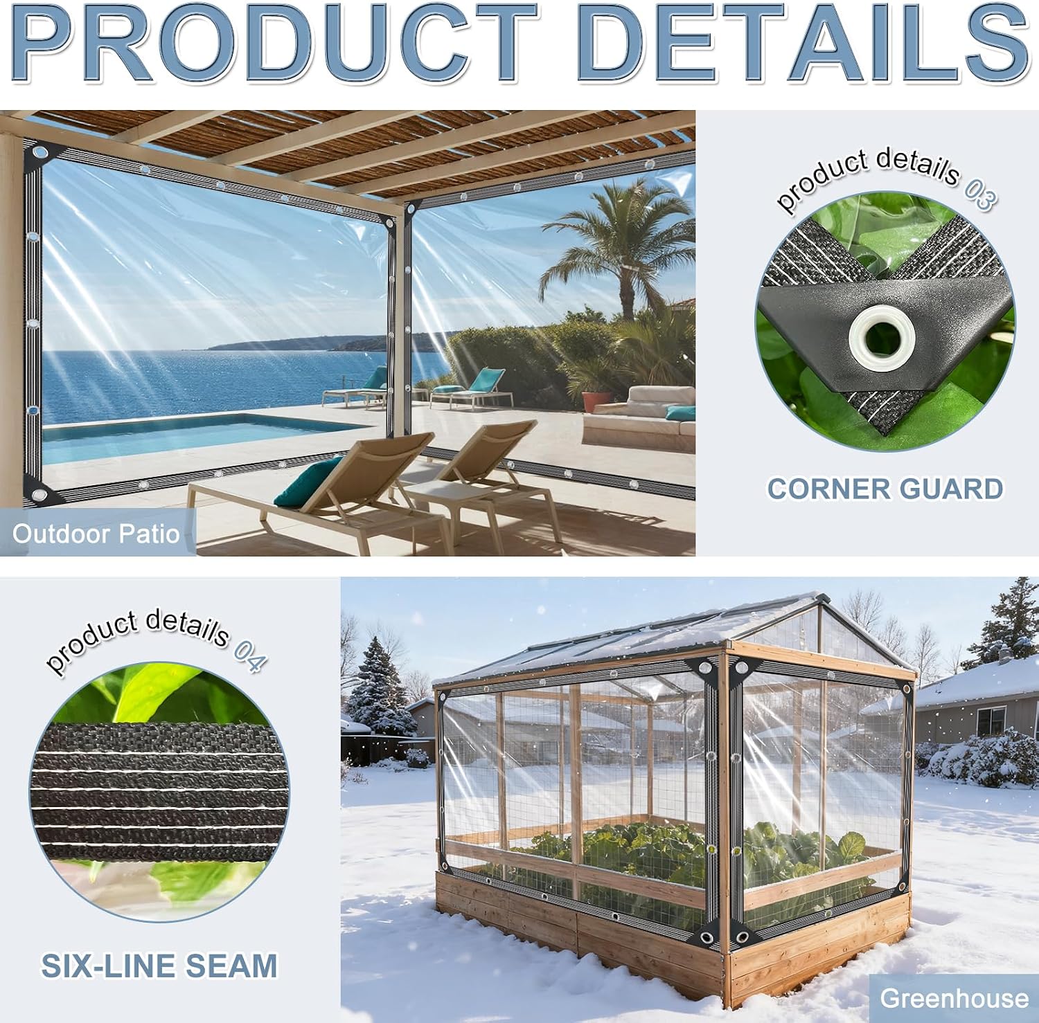 Thumbnail 3 de Clear Tarpaulin 2m x 5m Waterproof Heavy Duty