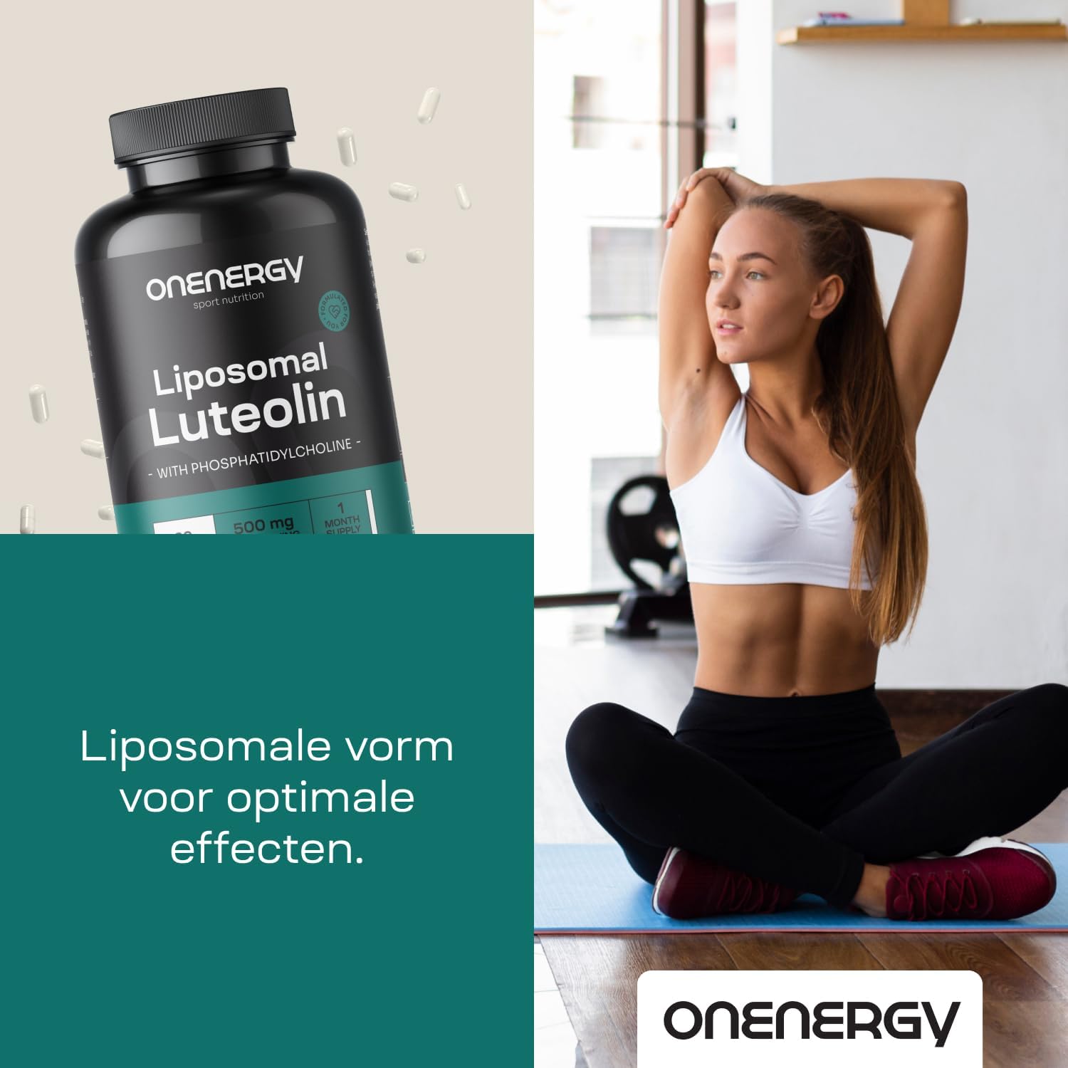 Detalle de OnEnergy liposomale luteoline 500 mg met fosfatidylcholine, 60 capsules