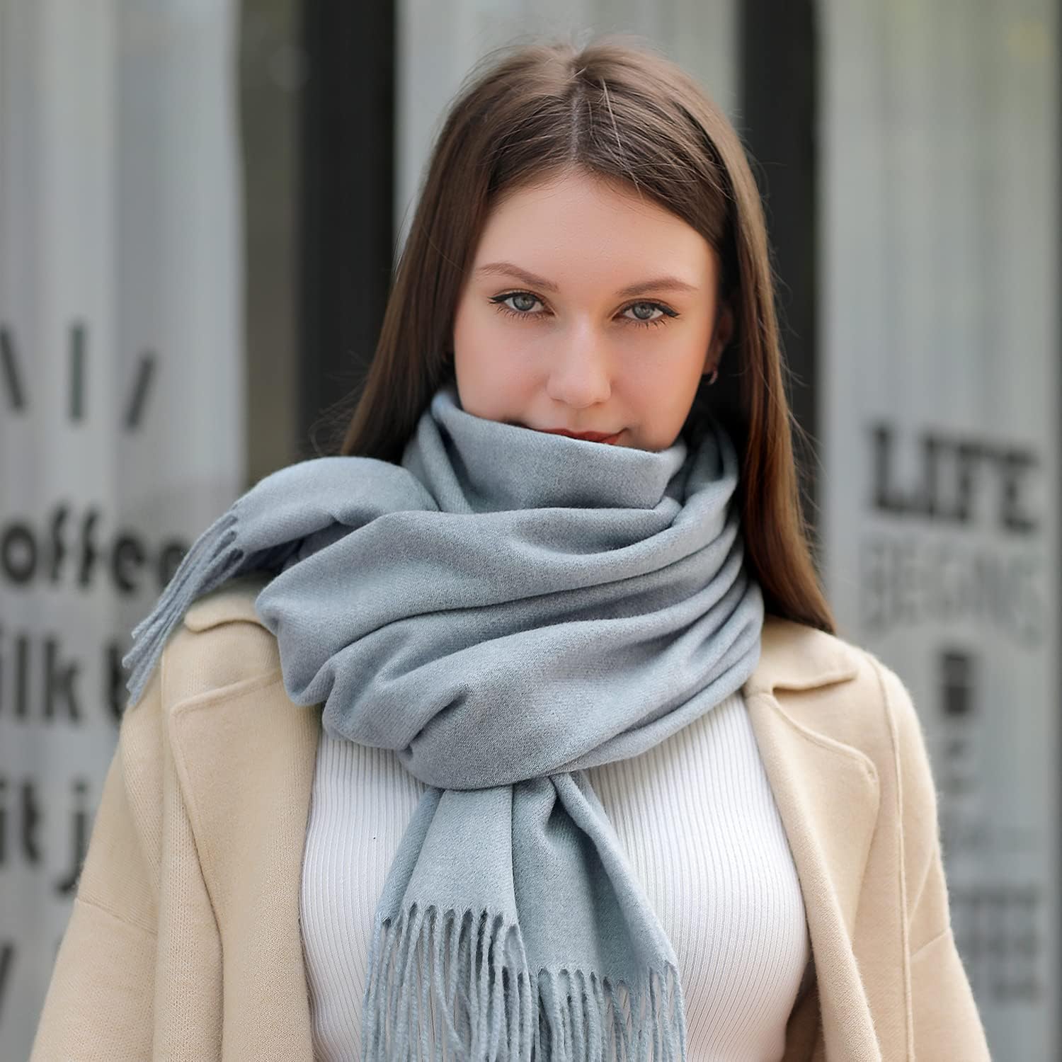 Detalle de DonDon Écharpe femme hiver chaud et large – Châle Etole 200 × 70 cm