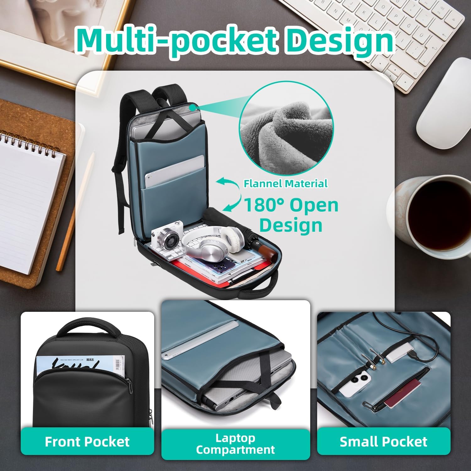 Detalle de GYakeog Sac à Dos PC Portable 15,6" – Étanche, USB Charging et Design Ergonomique