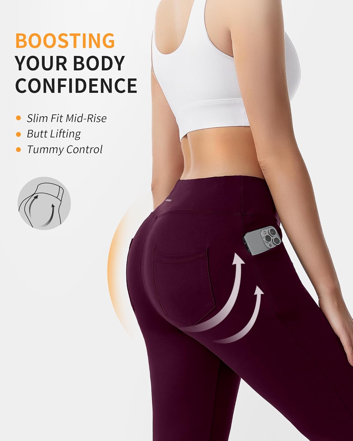 Thumbnail 3 de CAMBIVO Ladies Stretch Bootleg Trousers: Flexible, Pockets, Mid‑Rise Bootcut Yoga Pants