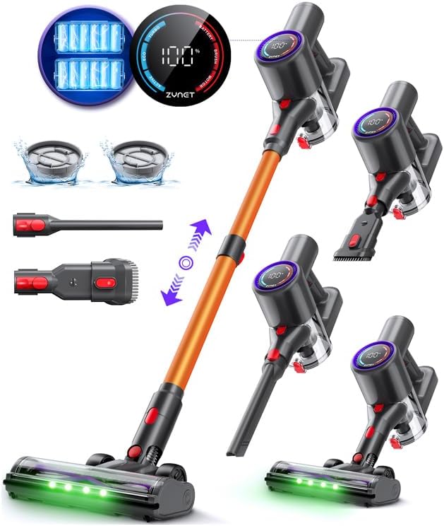 Detalle de Zynet DP2: Aspirapolvere Senza Fili con Doppia Batteria Integrata da 600W, 48KPa e 60 Min di Autonomia