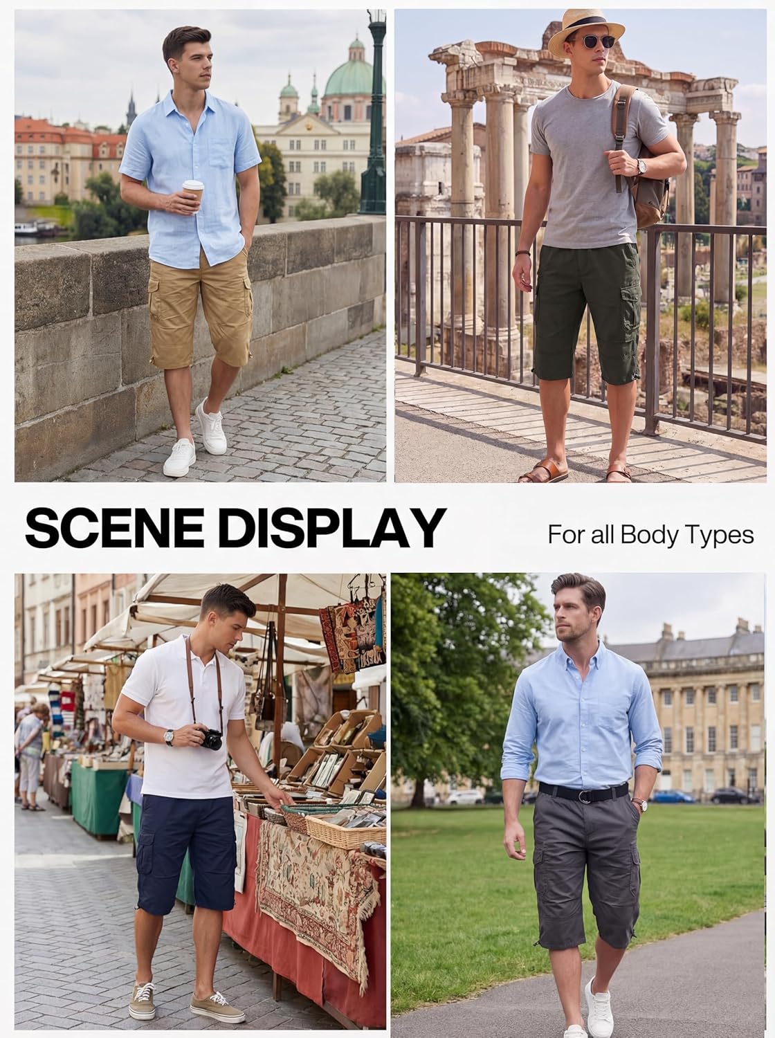 Thumbnail 5 de TACVASEN Men's 3/4 Length Cotton Cargo Shorts with Multi Pockets
