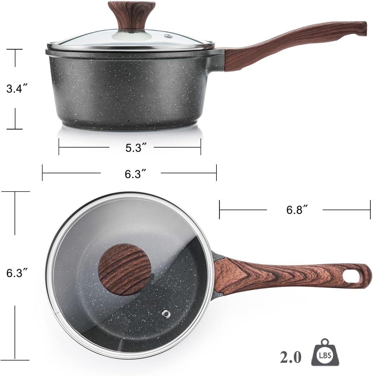 Thumbnail 6 de SENSARTE 1.5 Qt Nonstick Saucepan with Lid 🍲