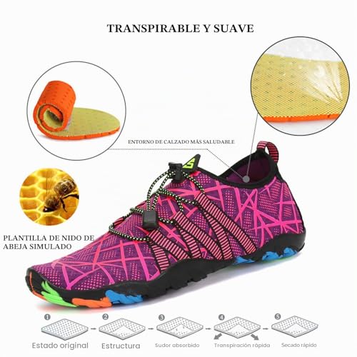 Thumbnail 3 de SAGUARO Escarpines de agua para hombre y mujer – Zapatillas de Playa y Natación, secado rápido, antideslizantes, color morado, EU 39
