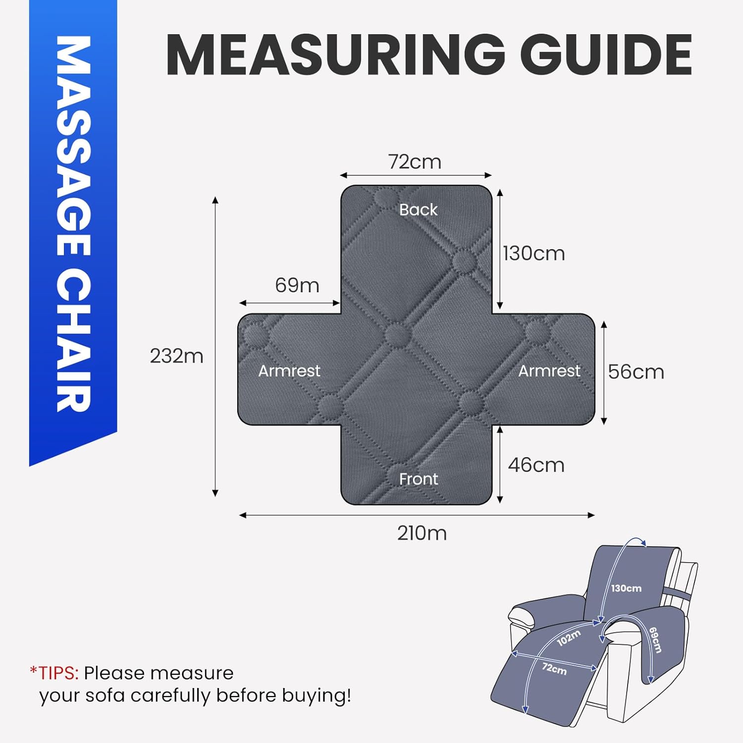 Thumbnail 2 de Ystyle Housse Fauteuil Inclinable Étanche Gris