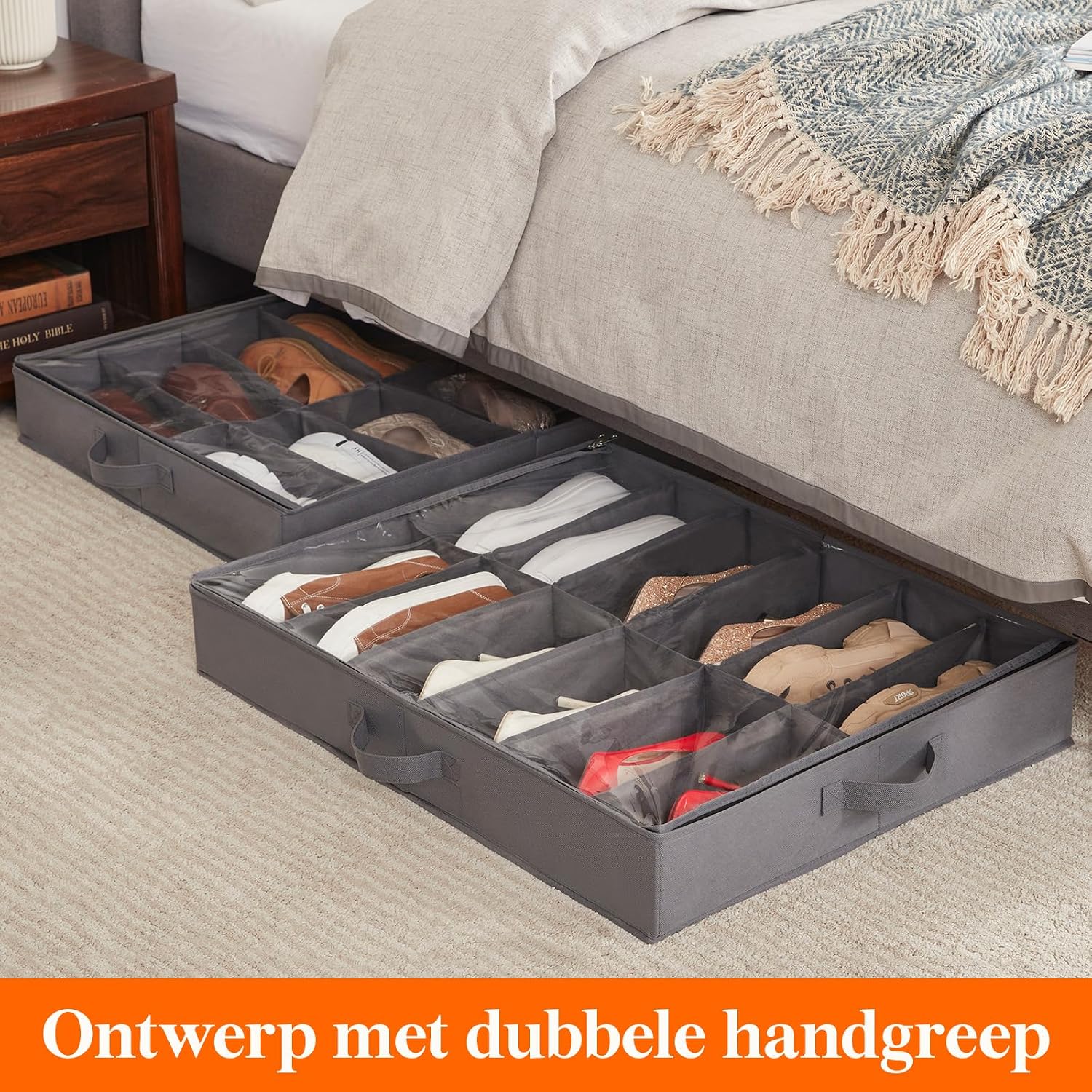 Detalle de Lifewit Opbergdozen Onder Het Bed schoenenopberger, 2 stuks voor 24 paar