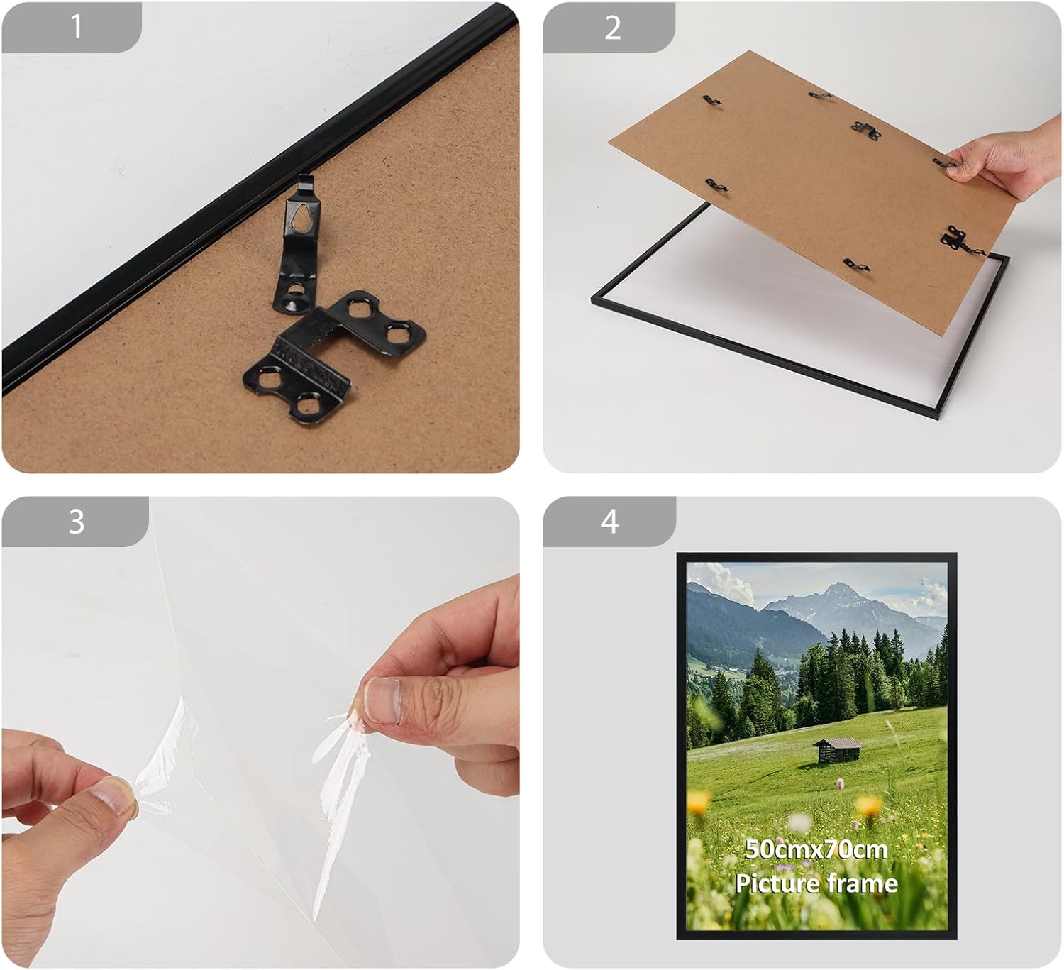 Thumbnail 3 de Hoikwo 50x70cm Frame Pack of 3 – Black Aluminium Wall-Mount Frames (50x70cm)