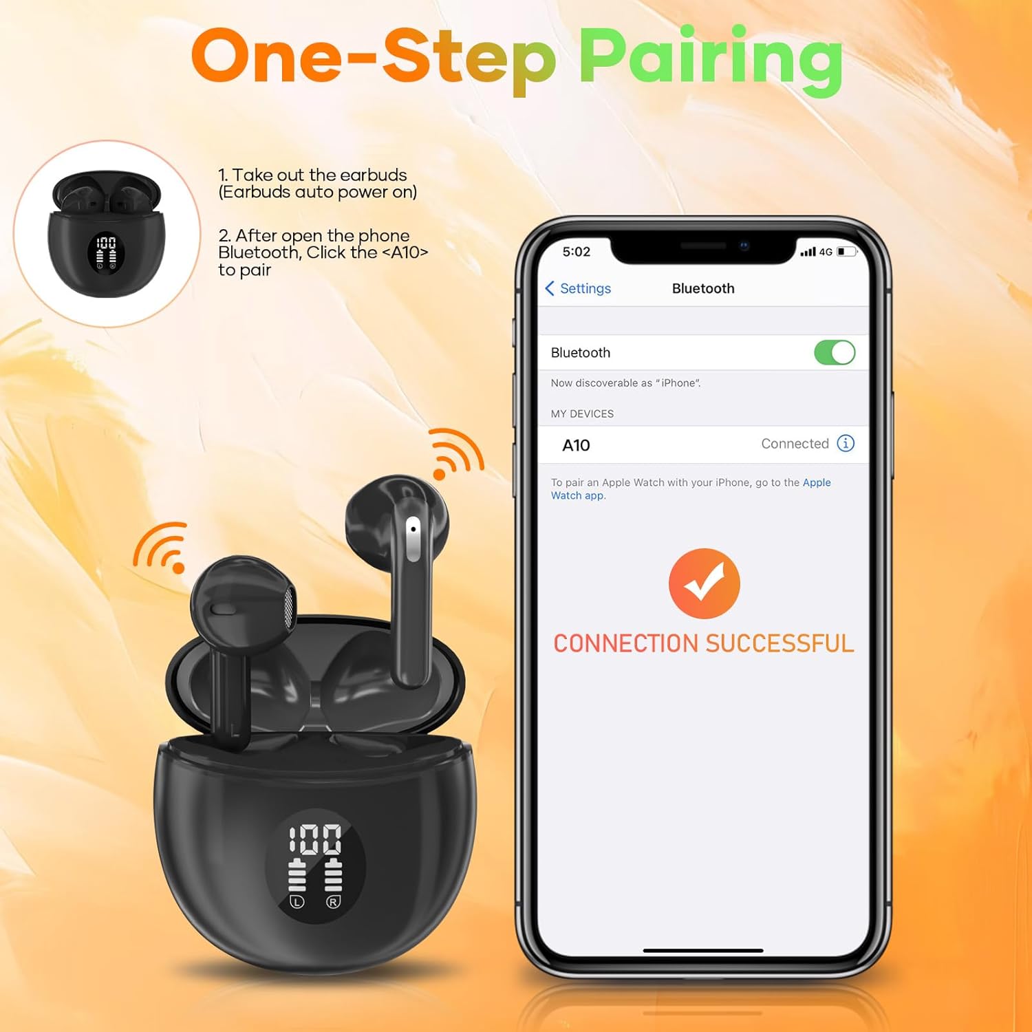 Thumbnail 4 de Bluetooth Kopfhörer Kabellos In Ear 6.0 mit 40 Std Spielzeit – LED-Anzeige, 13 mm Speaker, USB-C