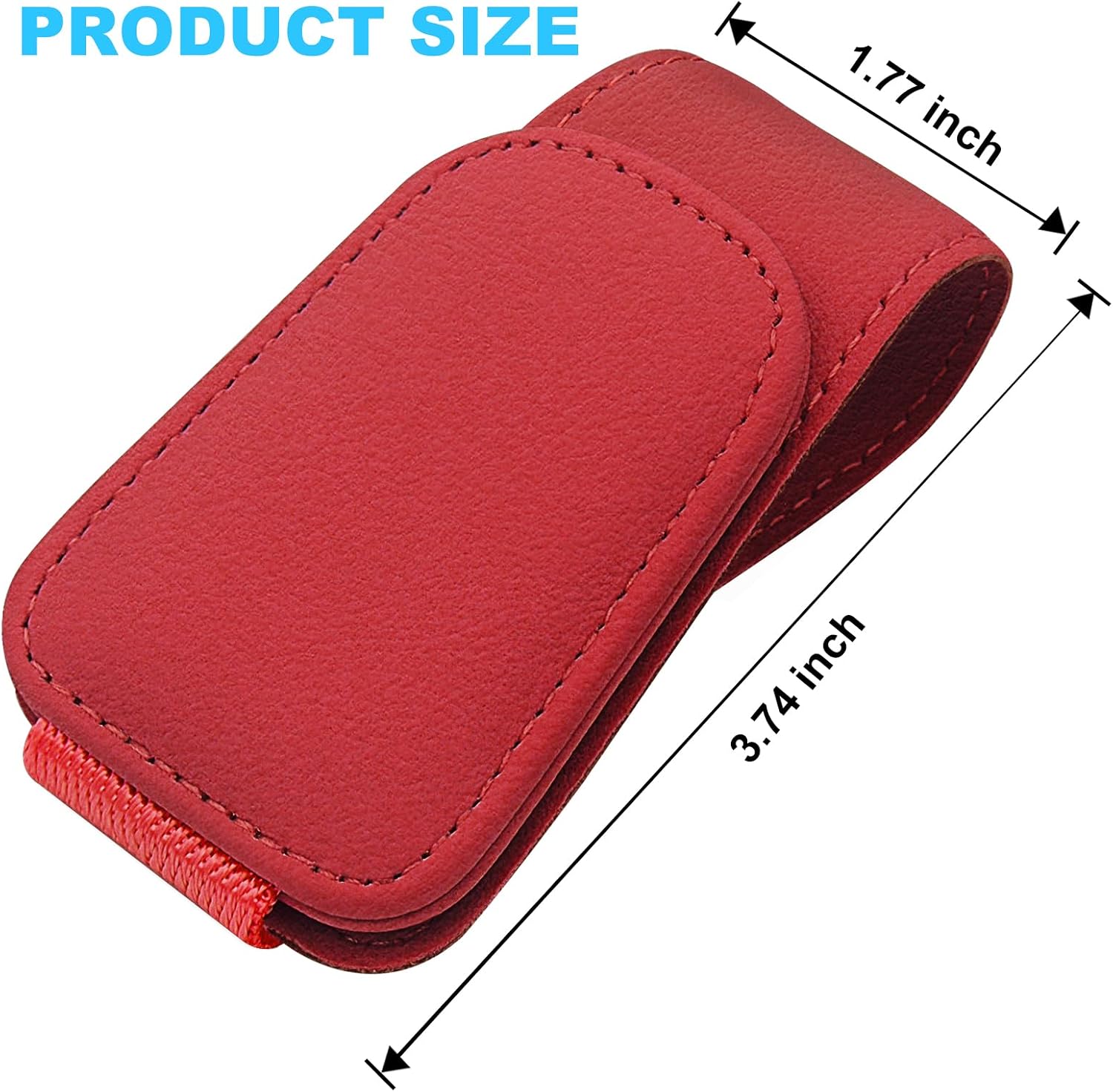 Thumbnail 1 de TCJJ Red Leather Car Visor Sunglasses Holder with Magnetic Clip