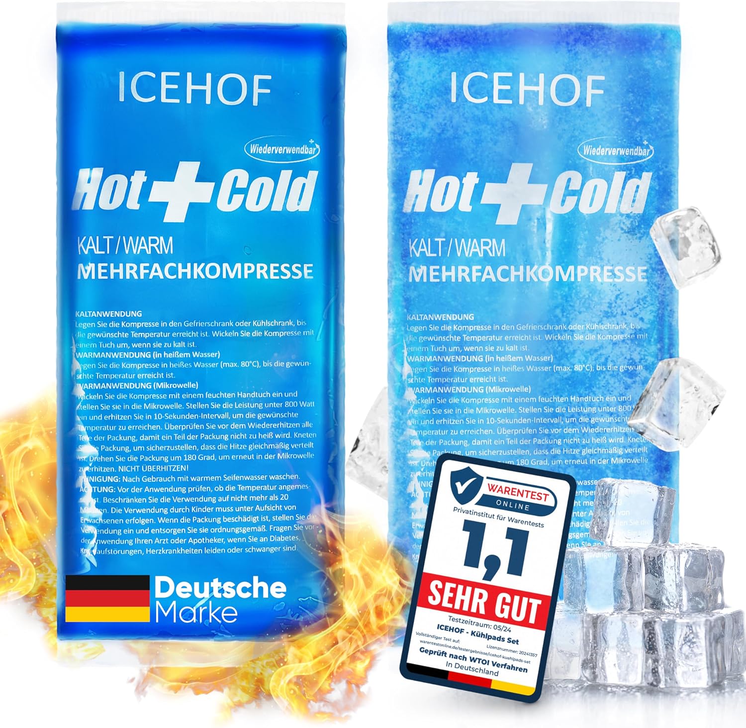 Detalle de ICEHOF Kühlpads (2x groß) – Modernstes Soft-Gel, lange Kühl- und Wärmedauer