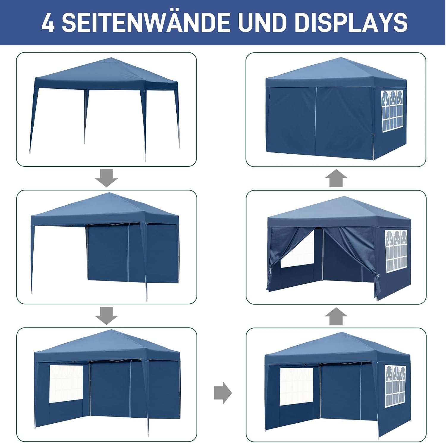 Thumbnail 1 de LEADZM Pop-up Faltpavillon 3x3 m mit UV-Schutz 50+ und höhenverstellbarem Stahlrahmen