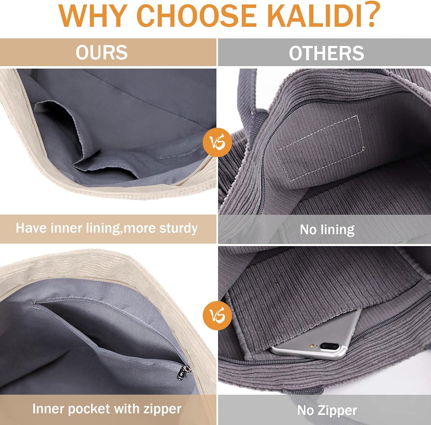 Thumbnail 6 de KALIDI Handtasche Canvas Shopper 15x6x16 Zoll