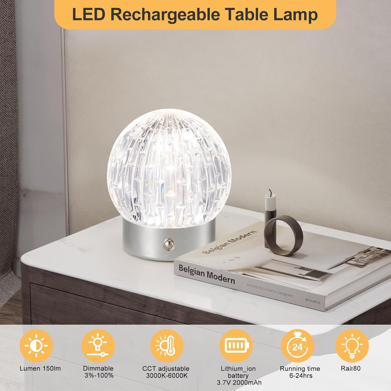 Detalle de HARPER LIVING table lamp, rechargeable battery 1000mAh