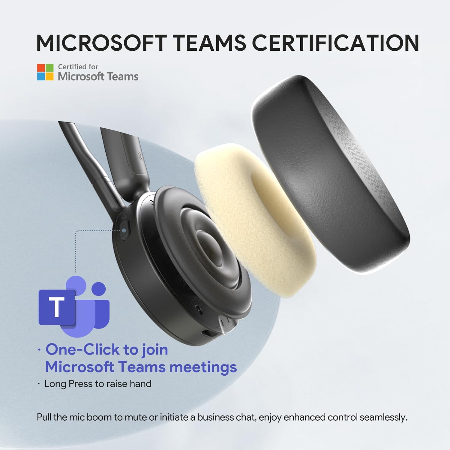 Detalle 2 de Yealink BH70 Mono Teams Wireless Bluetooth Headset with ANC, 35-Hour Talk Time