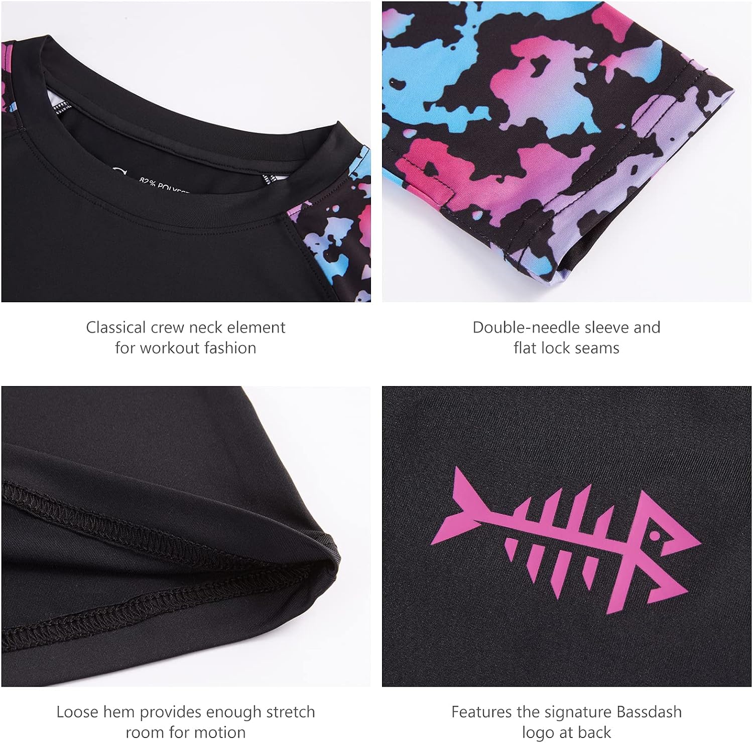 Detalle de Bassdash Damen Rash Guard mit UPF 50+ Sonnenschutz – Langarm-Shirt für Angeln, Wandern & Outdoor