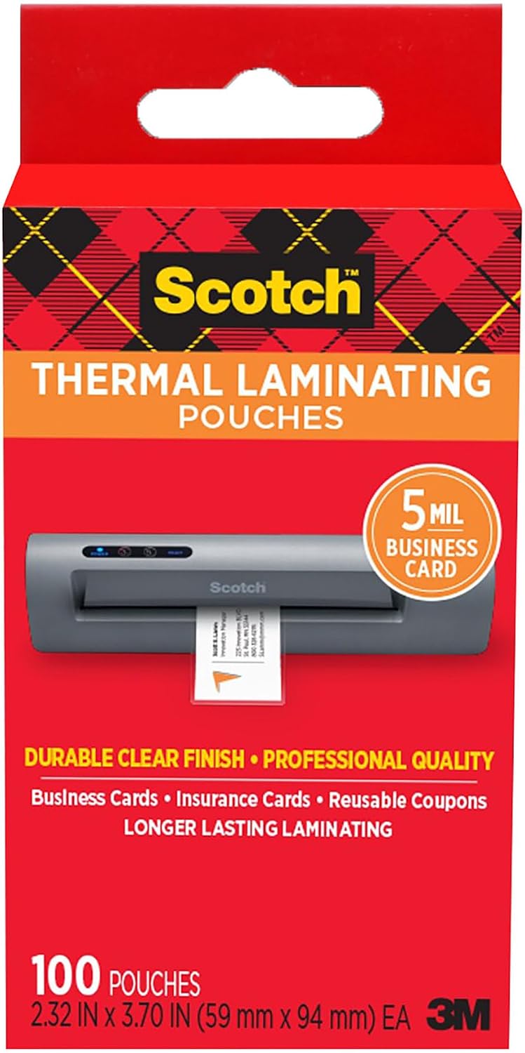 Detalle de Scotch termiska lamineringsfickor, 100-pack i visitkortsformat, 5 mil