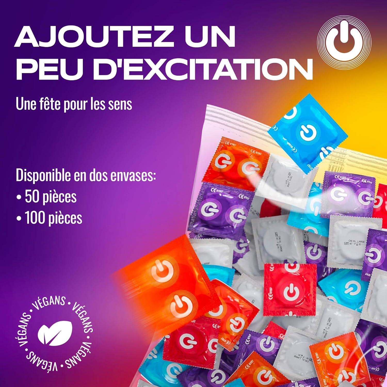 Thumbnail 4 de Lot de 50 préservatifs, 7 variétés, 54 mm ⚙