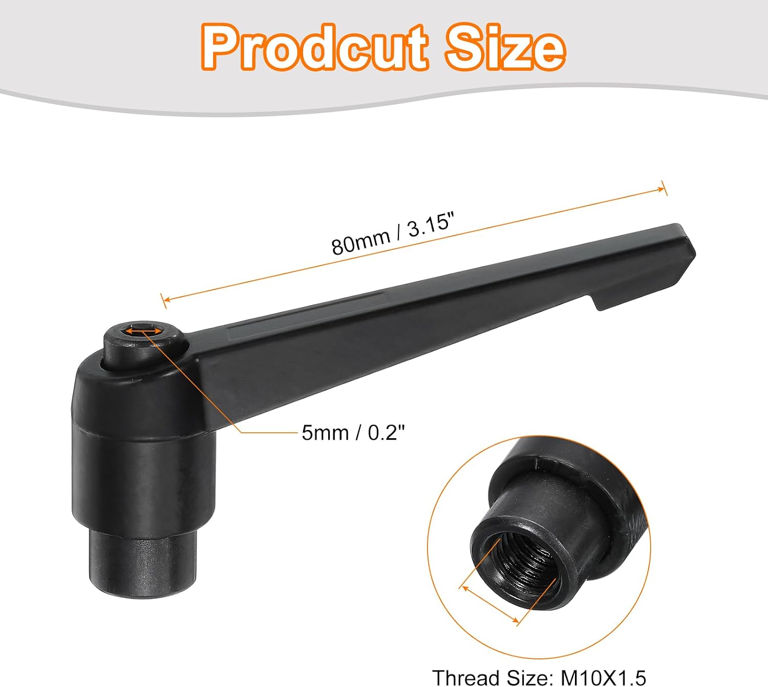 Detalle 2 de uxcell M10調節式ノブハンドル 2個セット|メスねじ・プッシュボタン式ラチェット・合金鋼