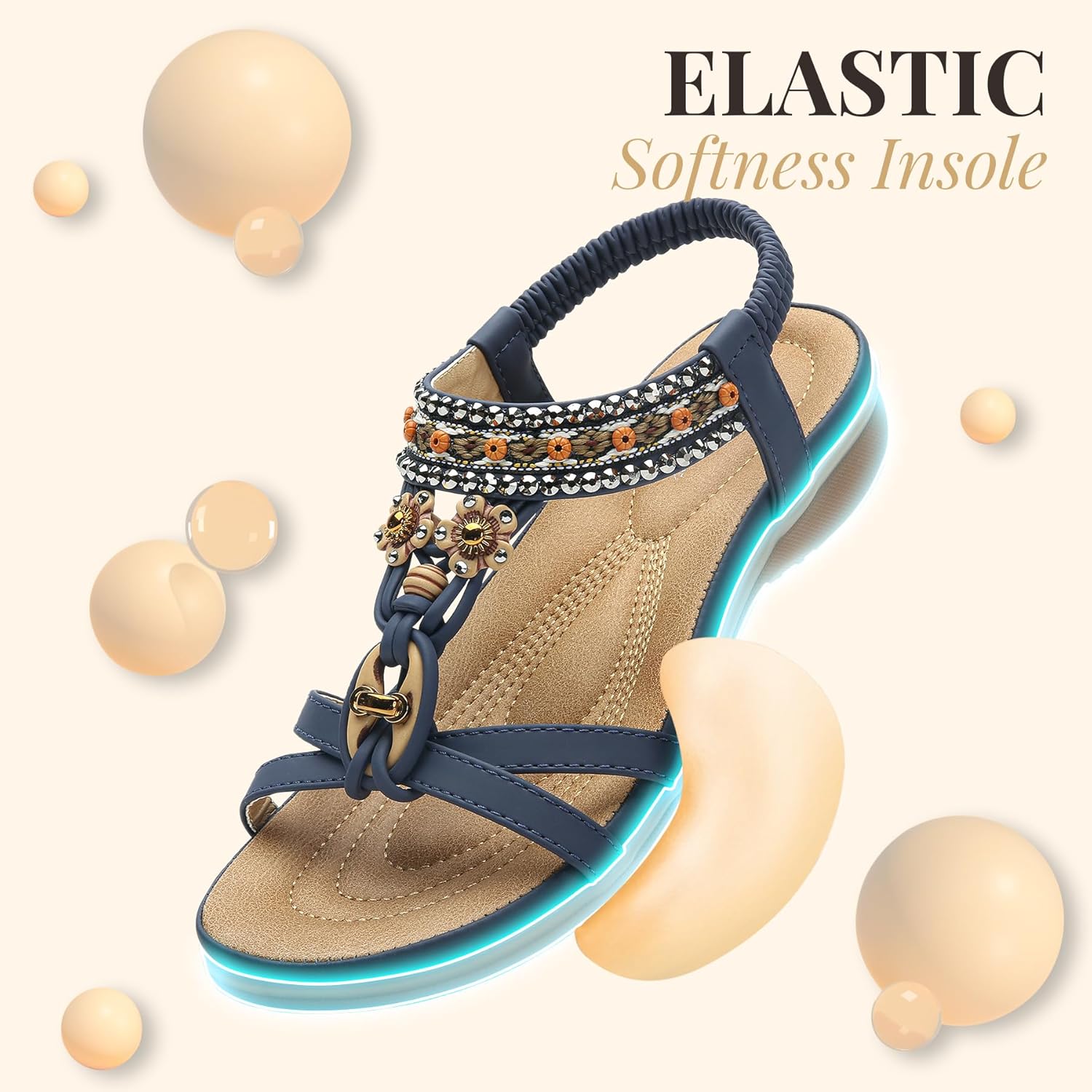 Thumbnail 6 de Littleplum Damen Sandalen Freizeit – Boho-Sandalette mit Strass & Strassperlen