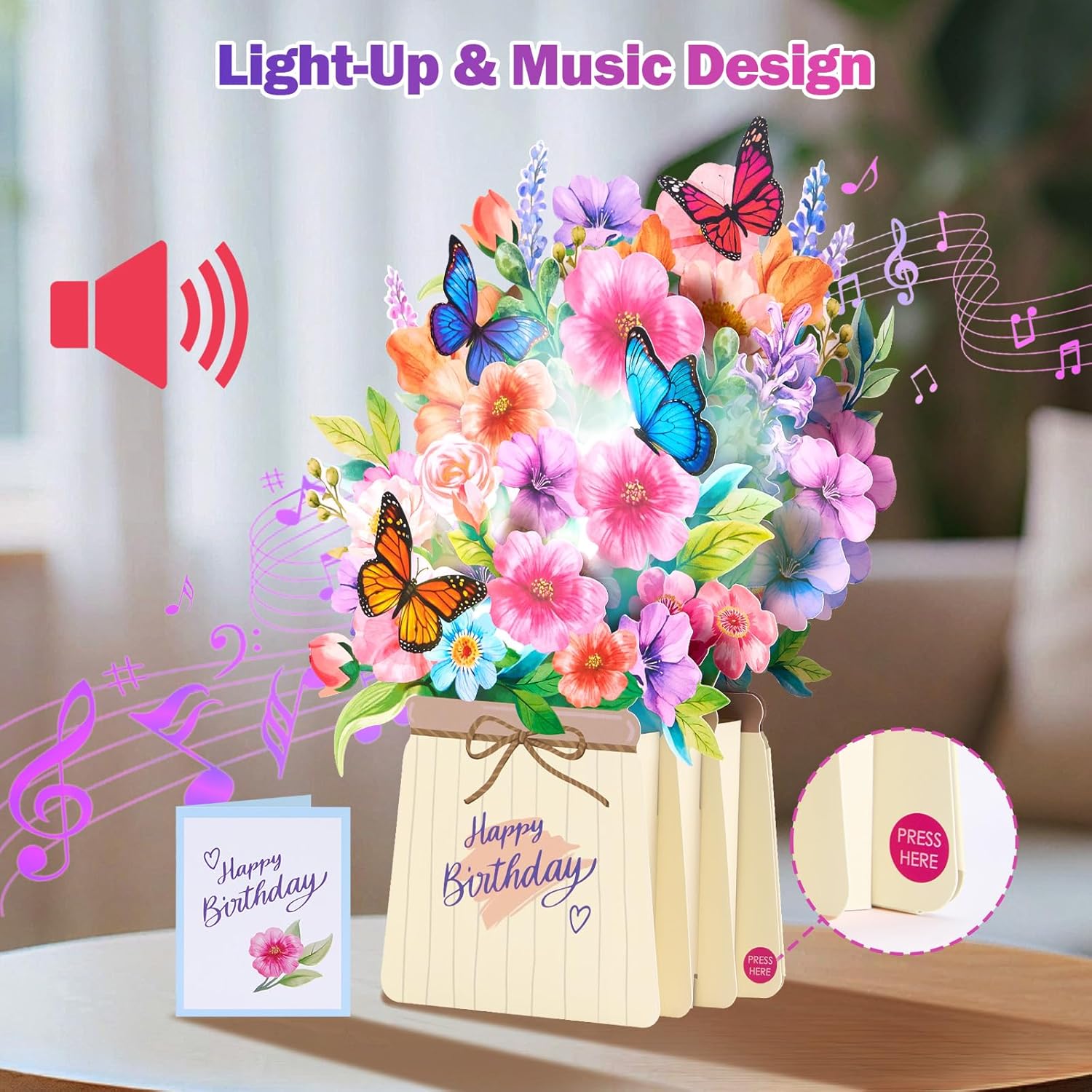 Thumbnail 1 de Airpark Birthday Cards for Women: Light, Music, and a 3D Pop-Up Forever Bouquet