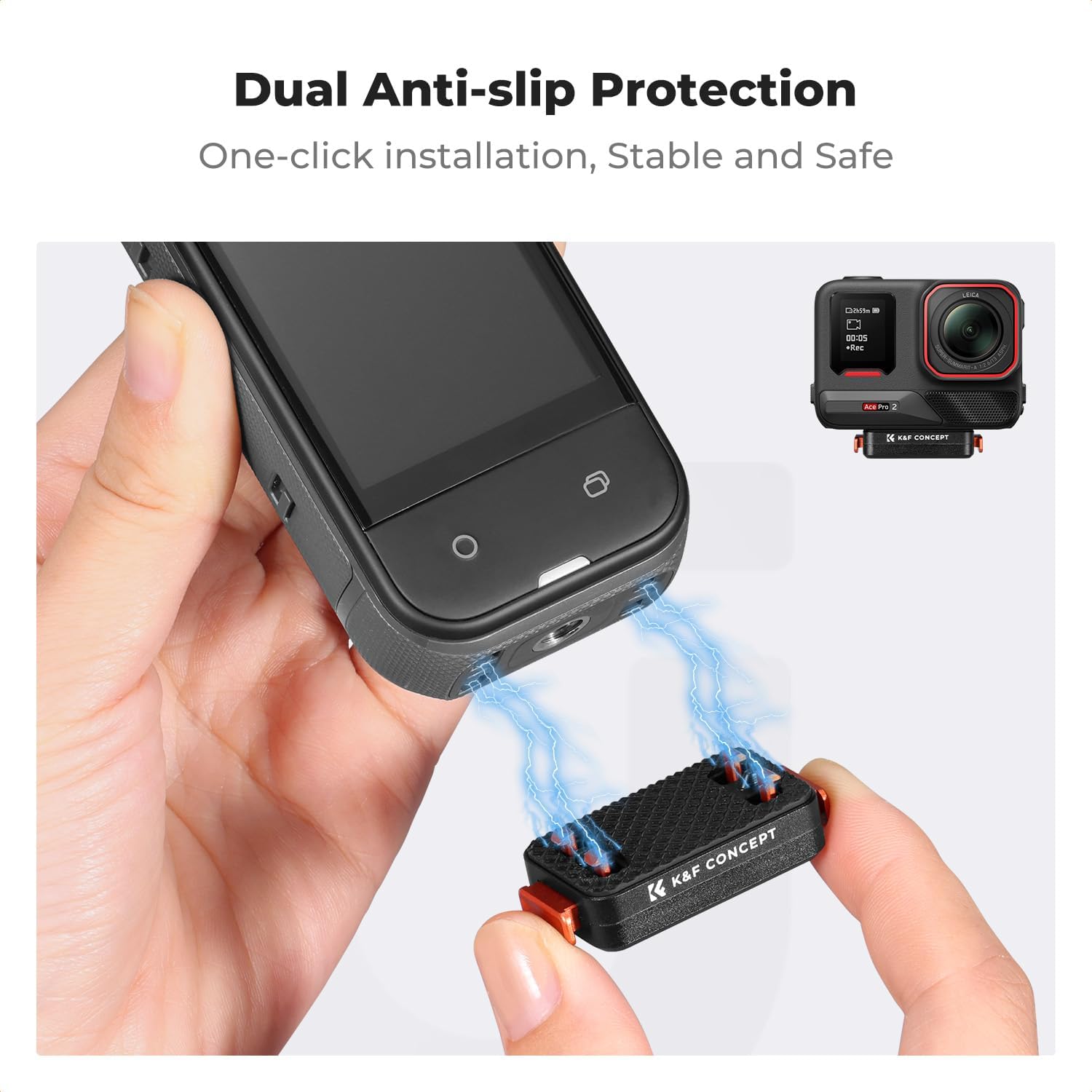 Thumbnail 4 de K&F CONCEPT Magnetic Quick Release Mount for Insta360 X5 / X4 Air with Safety Lock