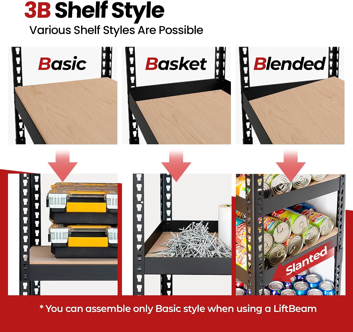 Detalle 2 de HOMEDANT US-SSBBM9-120-045-180-5S-1Pack 5-Tier Metal Shelving Unit, Black