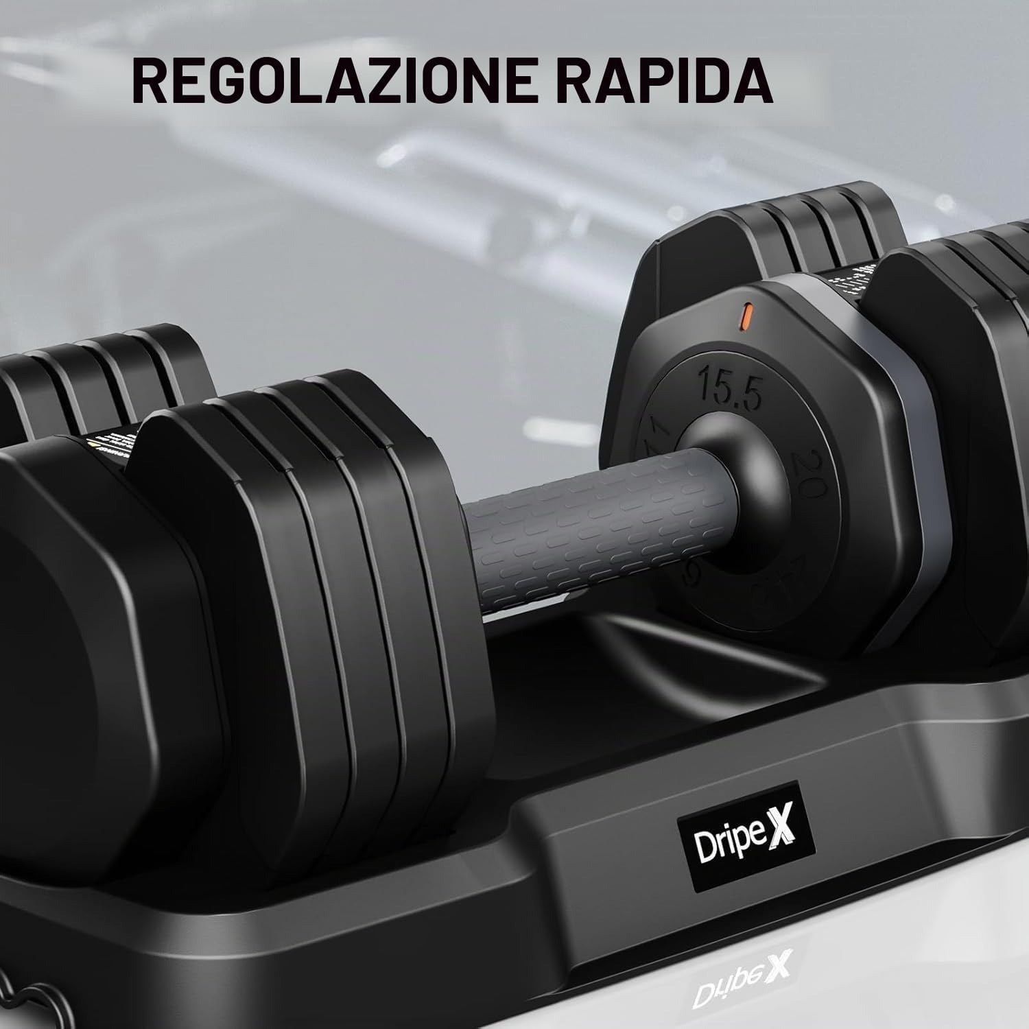 Detalle 2 de Dripex Manubri regolabili: set con impugnatura antiscivolo e vassoio, 24.5 kg per braccio