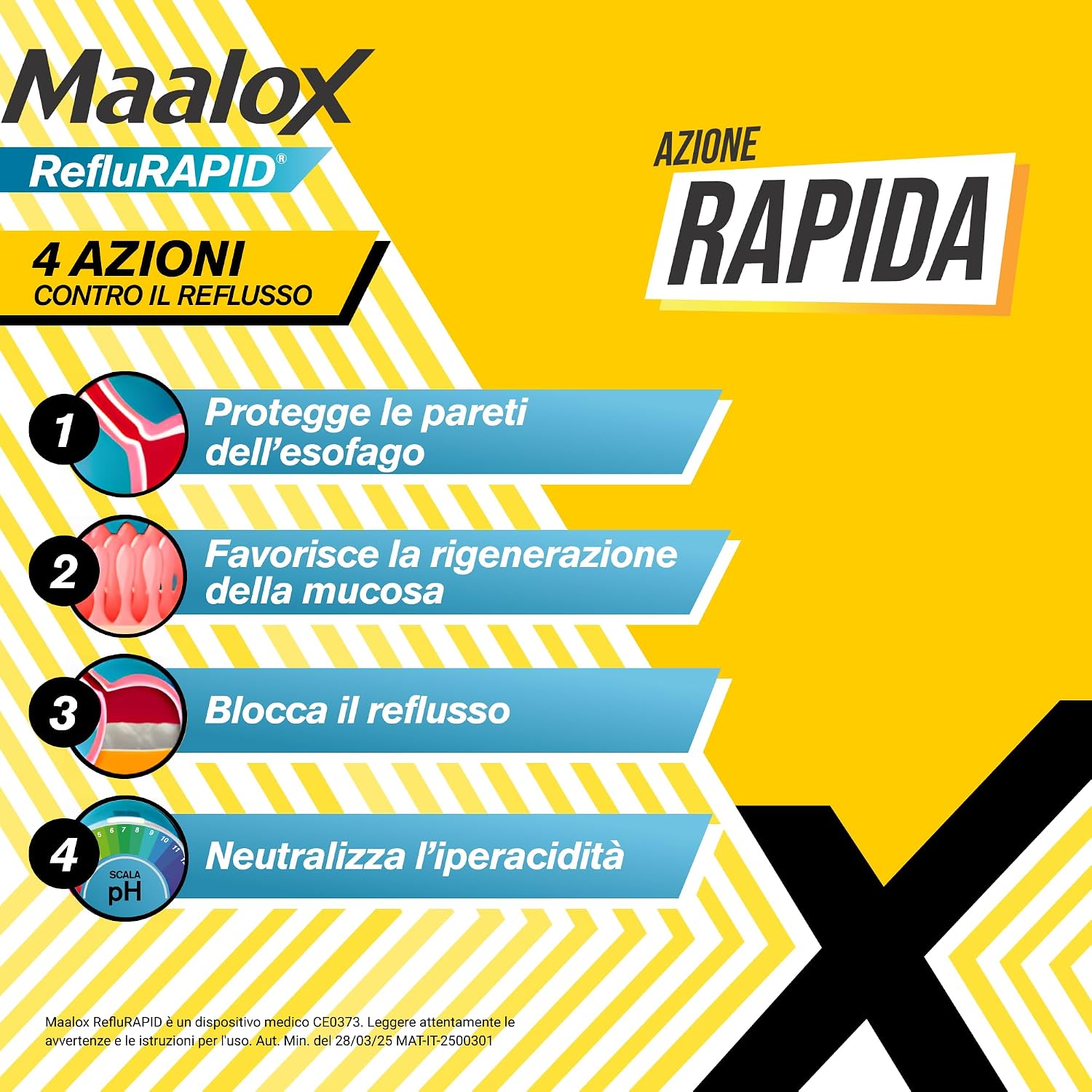 Detalle de Maalox Reflurapid Reflusso Gastroesofageo e Bruciore – 40 Compresse Masticabili