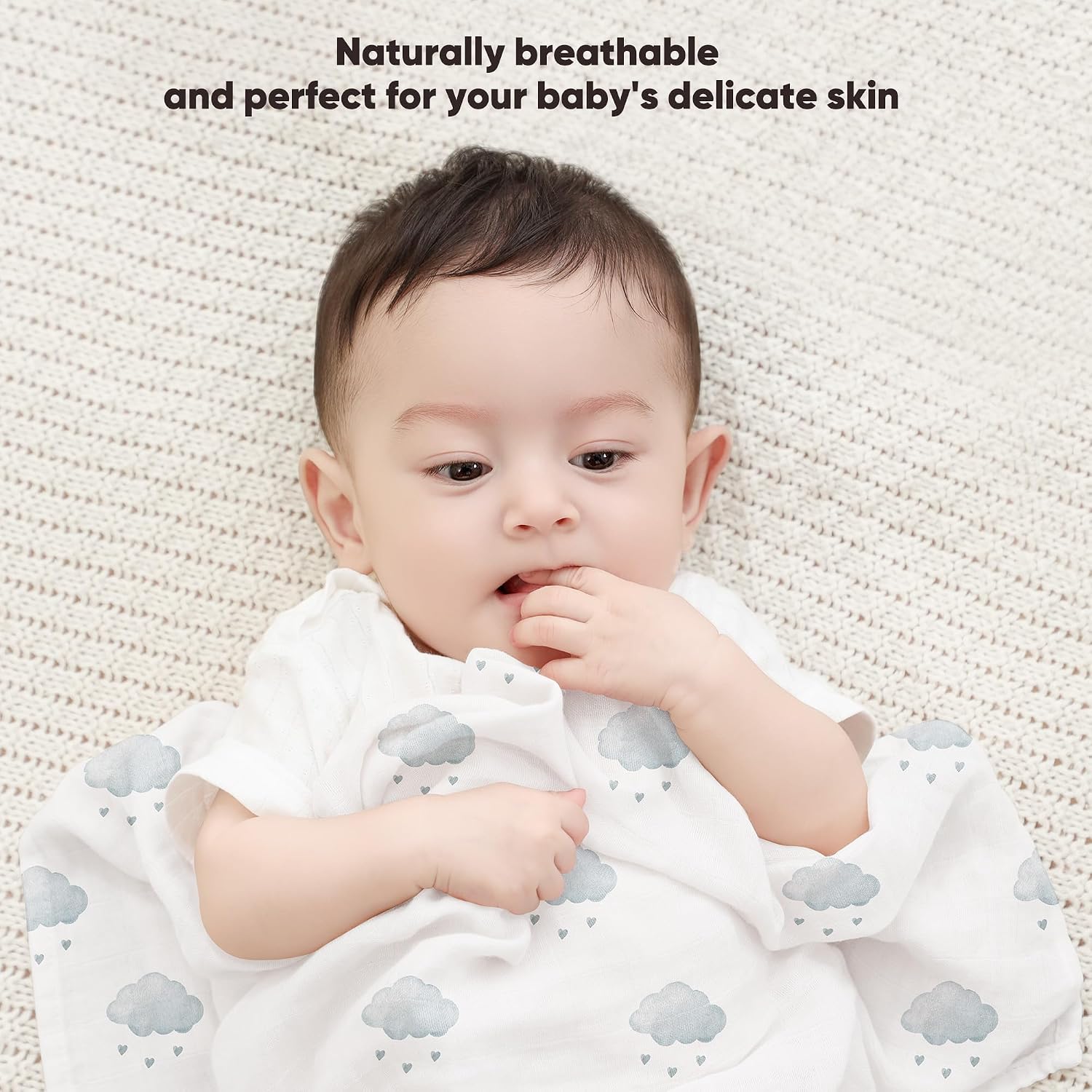 Thumbnail 1 de bearmoss Muslin Squares Cloths: 60x60cm Ultra-Soft Baby Burp Cloths (5 Pack) – Whale