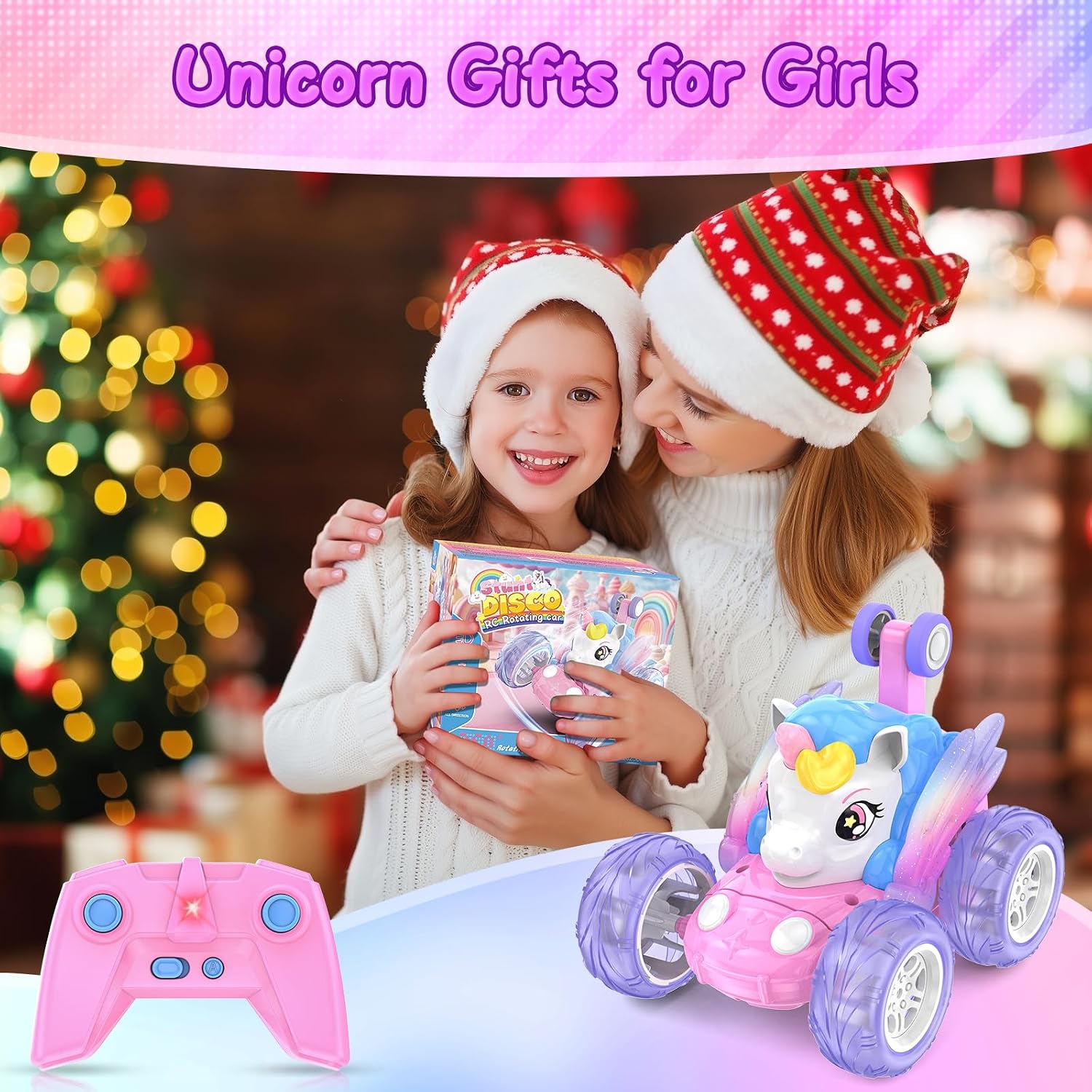 Thumbnail 6 de Unicorn Remote Control Car for Girls 3 4 5 6 7 8 9 Years Old, Pink Monster Truck with Colourful Light RC Stunt Car Kids Toy Age 3+ Xmas/Christmas Birthday Gift Present Stocking Filler Outdoor Game
Unicorn Remote Control Car for Girls 3 4 5 6 7 8 9 Year…