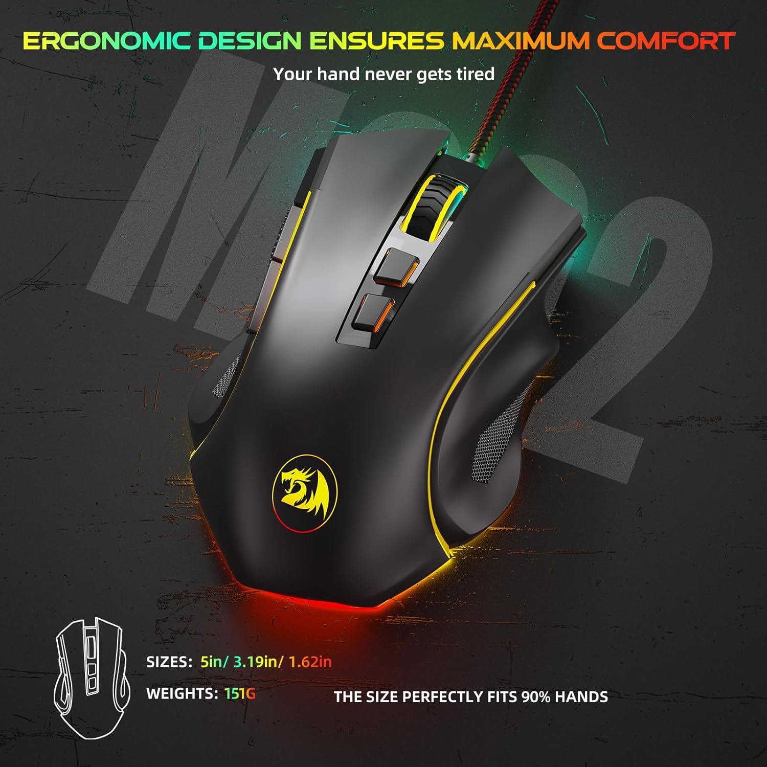Thumbnail 4 de Redragon M602 7200 DPI ergonomic gaming mouse
